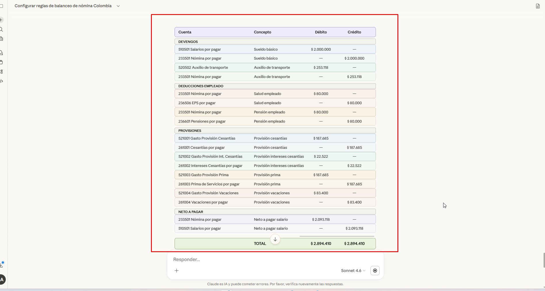 Ejemplo de contabilización de nómina Colombia en Odoo